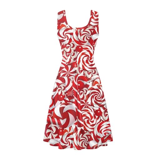 Image of Women's Casual Loose Sundress Midi Sleeveless Crewneck Dress Summer Beach Tank Dress with Pockets