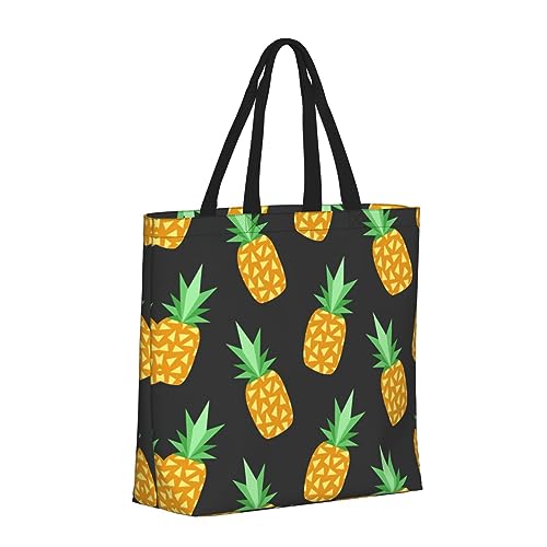Yellow Pineapple Print Tote Bag Large Women Casual Shoulder Bag Handbag For Outdoors Holiday Weekender Travel Gifts2