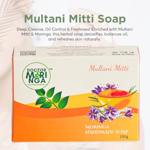 Image of Herbal Handmade Bathing Soap 100gm (1 Piece) | Multani Mitti Soap for Deep Cleansing | Removes Dirt & Impurities | No Mineral Oils | Suitable for All Skin Types