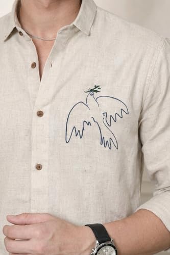 Image of MiraMichi Men's Pure Linen Shirt with Long Sleeve Collared Neck Standard Length and Button Down Closure Type |Shirt's for Men Stylish | Branded Shirt's | Formal Style