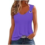 Generic Womens Loose Tank Tops Tank Tops for Women 2024 Trendy Casual Sleeveless T-Shirts Loose Fit Soft Camisole Dressy Blouse Ladies Summer Tops cami Tank Tops for Women Purple L