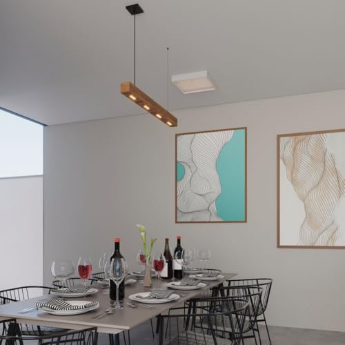 Luminaria Pendente Perseu 24w com 4 Spots Led - Madeira Maciça