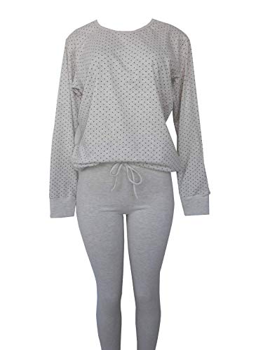 Pijama Legging Em Algodão Com Elastano (P, Cinza - Bolinha)