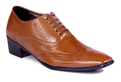 Image of BXXY TAN Height Increasing British Full Brogue Shoes for Men