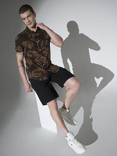 Image of Hubberholme Men's Rayon Relaxed Fit Printed Half Sleeve Resort Shirt