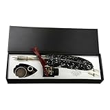 Genérico Juego de Pluma de Ave y Tintero | Papelería Escolar Vintage - Plumas de Inmersión para Principiantes - para Aficionados a la Escritura, Arte, Historia, Educación y Oficina