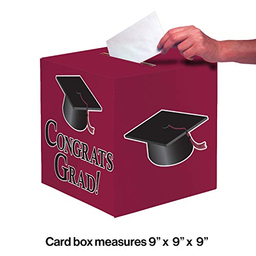 Creative Converting Congrats Grad Card Holder Box, Burgundy - #TOP1