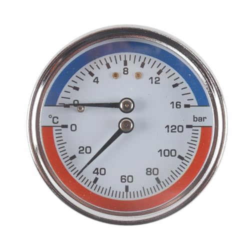 Hoite Thermomanometer 1/4 BSPT Gewindeanschluss 0-120°C (0-16 Bar) Temperatur Manometer