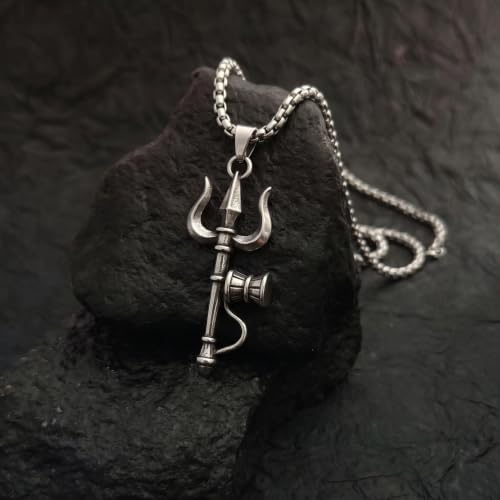 Image of THE MEN THING - Sanatan Divine Symbols Oxidised Pendant Necklace with 24inch Round Box Chain for Men & Boys