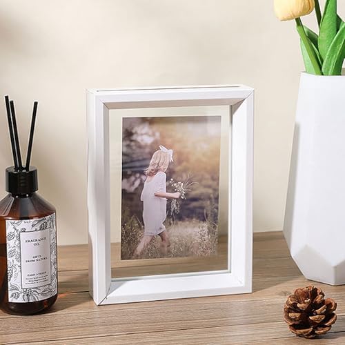 家族写真ディスプレイフレーム、 アクリル両面額縁 マルチカラー 複数サイズ(White,5 inches)