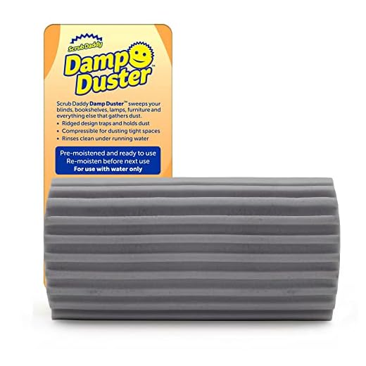 Scrub Daddy Damp Duster, Magical Dust Cleaning Sponge, Duster for Cleaning Venetian & Wooden Blinds, Vents, Radiators, Skirting Boards, Mirrors and Cobwebs, Traps Dust, Grey