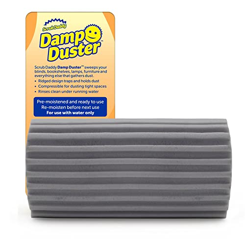 Scrub Daddy Damp Duster, Magical Sponge for Cleaning Venetian & Wooden Blinds, Vents, Radiators, Skirting Boards, Mirrors and Cobwebs, Traps Dust, Grey by Scrub Daddy - Used condition - US$10.28