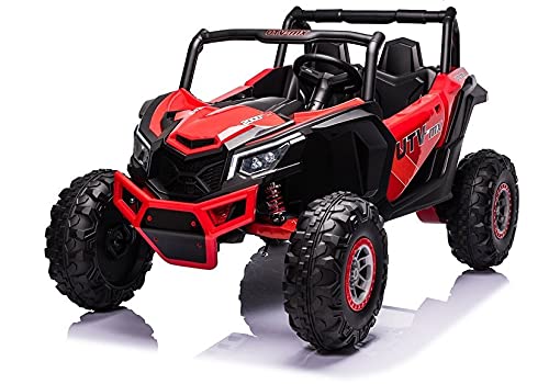 Buggy XMX UTV-MX elettrico per bambini, 24 V - 4 motori da 24 V, ruote in gomma, colore rosso, RC