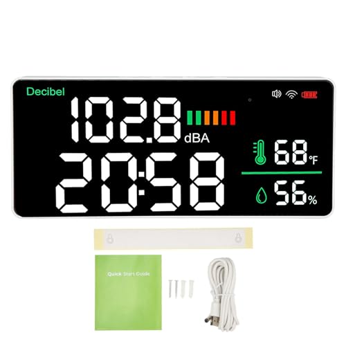 LED Decibel Meter 2.4G WiFi Fissato Al Muro 4 in 1 Fonometro 11 Pollici LED Termometro Orologio Igrometro