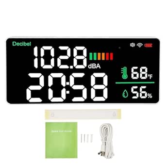 4 in 1 LED Decibel Meter Wall Mounted Sound Level Meter 11 inch Large ...
