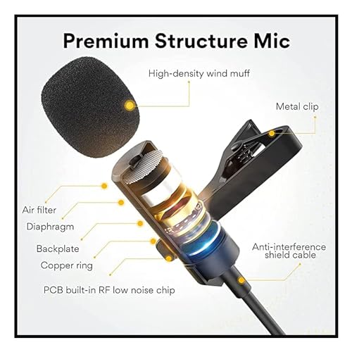 Image of DDLC 3.5mm Wired Lapel Microphone for Video Recording | Mini Mike for Phone | Microphone for Recording | Smartphones | PCs & Laptops | Ideal for YouTube | Interviews| Vlogging | Podcasts (5M)