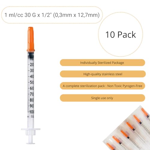 10 Stück 1 ml/cc Plastiktube 30G (0,3 x 12,7mm), Mehrzweck-Messwerkzeuge, Einzeln verpackt (30G 1/2')