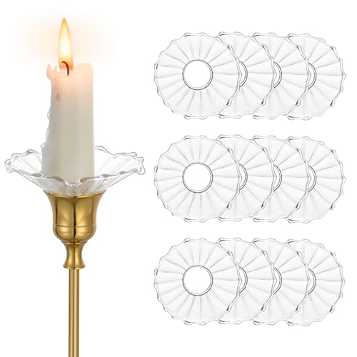 Hewory Attrape-Gouttes pour Bougies Anti-Gouttes en Verre : 12 pièces Vintage Anti-Gouttes en Verre pour Bougies en bâtonnets Chandeliers en bâtonnets (2,3 cm)