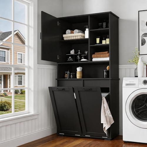 62 Bathroom Storage Cabinet with Hampers