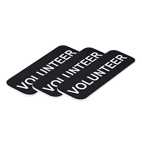Volunteer 1 x 3 Name Tag, Black (3 Pack)
