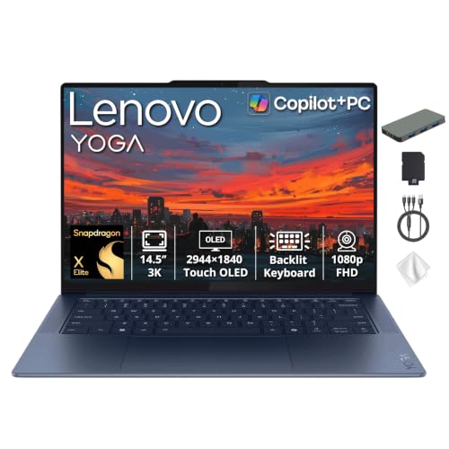 Image of Lenovo Yoga Slim 7X 14.5'' 3K OLED Copilot+ PC Touch Laptop, Snapdragon X Elite, 16GB LPDDR5X, 2TB Storage(1TB SSD +1TB Docking Station), Adreno Graphics, Wi‑Fi 7, Backlit Keyboard, Win11, Blue