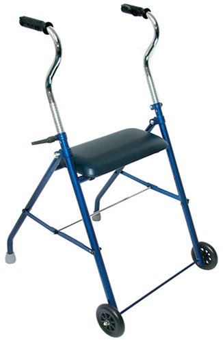 DMI Adjustable Folding Steel Rollator Walker with Cushioned Seat, Royal Blue