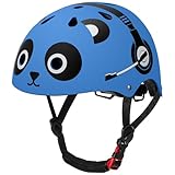 Odoland Kids Bike Helmet for Boys & Girls, Toddler Bicycle Helmet Adjustable Fits 48-55cm, Safety Multi-Sport Helmet Design for Children，Cool Music Panda