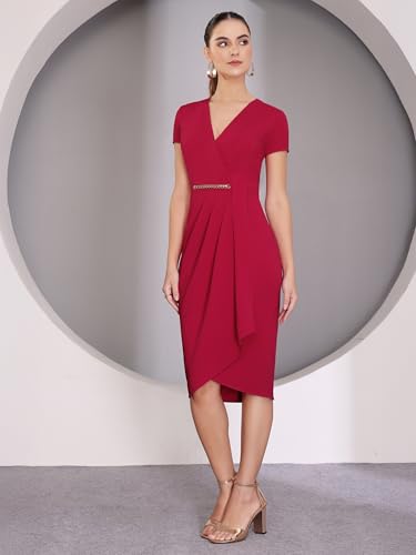 Image of Life With Pockets Women's Collared Sleeveless's Bodycon Knee-Long Dress
