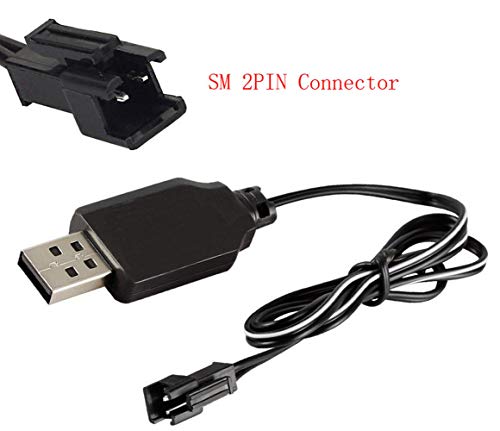Usb Charging Cable Battery Charger Cable For Ni-Cd Ni-Mh Rechargeable Batteries Pack Sm-2 Pin Plug Adapter 4.8V Output Used On Rc Toys Car Tank Trucks Trains Boat (4.8V) #TOP1