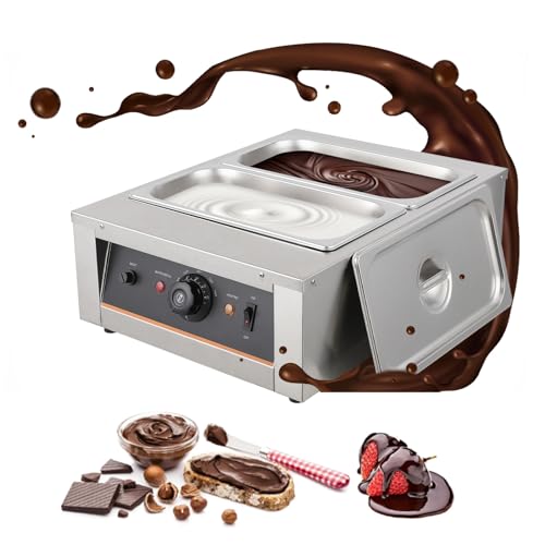Chocolate Tempering Machine - 4.12 QT *2 Tanks, Rapid Heating, TEMP Control 86~176℉, 1500W, 304 Stainless Steel Body