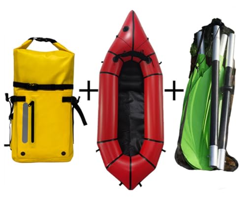 HPYWTJY 超軽量 Ponto ポント LST 一人用 スプレイデッキなし オープンタイプ 折り畳み パックラフト インフレータブル ボート (RED)