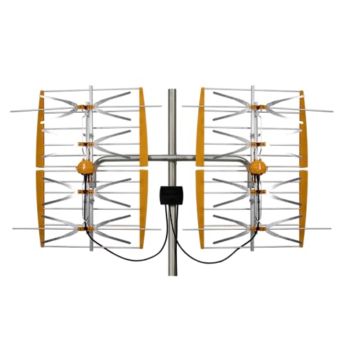 Image of Televes 108381 8-Bay BOSS Mix HDTV Antenna, Amplified Long-Range High VHF /UHF with Built-in TForce Preamp, Rotating Dual Panel Design, Automatic Gain Control, LTE /5G Filtering, Up to 70 mi Range