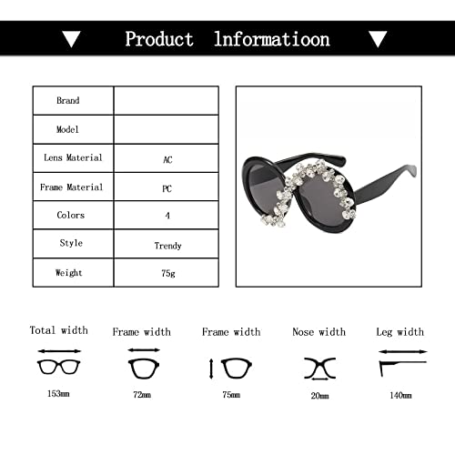 Inlay Diamond Women Sunglasses Oversized Round UV400 Decorative Eyewear Vintage Outdoor Sun Glasses For Lady2