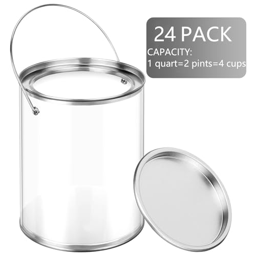 24 Pack Clear Paint Can with Metal Lid, Plastic Storage Bucket, 5 Inch Tall by Yalikop - Used condition - Image 3