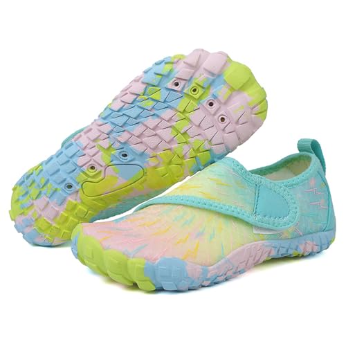 Kids Water Shoes Girls Boys Quick Dry Summer Barefoot Shoes Aqua Sneakers Toddler with Wide Toe Box for Beach Swim Sand, Pink Moon 37