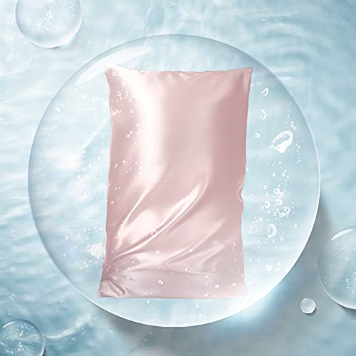THXSILK Taie d'oreiller en soie d'acide hyaluronique pour cheveux et peau, taie d'oreiller en 100 % pure soie de mûrier avec fermeture éclair dissimulée (rose, charmant, 40 x 60 cm) Cover