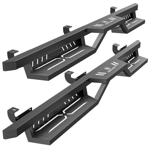 YZONA for Wrangler JK Running Boards Compatible with 2007-2018 Jeep Wrangler JK JKU Unlimited 4 Doors, Two Stair Design Square Tube Side Steps Heavy-Duty Steel Nerf Bars Rock Sliders Rail Step Plates