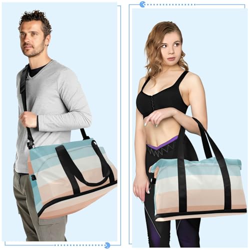 Bolsa de gimnasio plegable a rayas que soluciona la separación de ropa húmeda 6