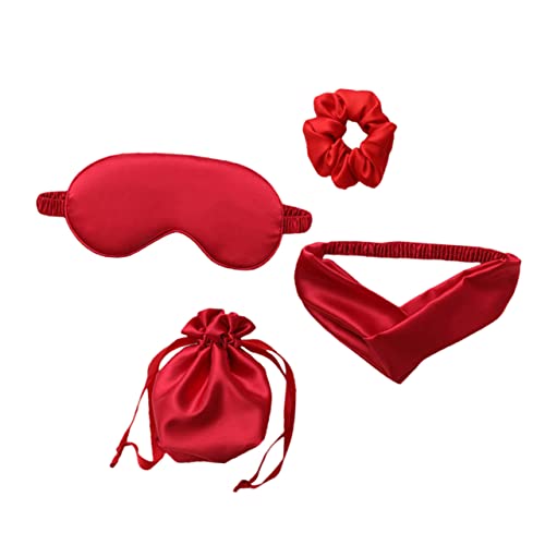 AUTSUPPL 人工シルク アイマスク 目の疲れ軽減 睡眠用 目隠し ヘアバンド 収納袋付き 旅行に便利
