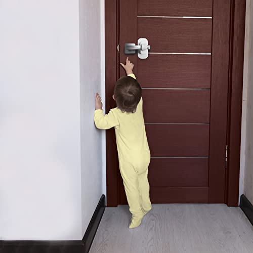 Image of Dreambaby Adhesive Lever Door Handle Lock - Child Safety Locks for Doors & Handles - Suitable for Most Lever Door Handles - 2 Pack - White - Model L1481PB