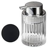 Zyiphor 300ml Seifenspender Glas Seifenspender Bad Durchsichtig Soap Dispenser mit Untersetzer Geliefert für,Shampoo,Duschgel,Küche,Bad Schaumseifenspender