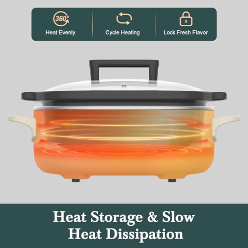 Image of MAGNIFIQUE 6 Quart Programmable Slow Cooker Removable Healthy Nonstick Pot - Small Kitchen Appliance for Family Dinners - Serves 6+ People - Heat Settings: Keep Warm Oatmeal