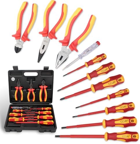 CCLIFE Jeu de 11pcs VDE Tournevis et Pinces outils électricien is...
