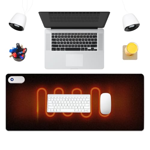 KUWUNG Heated Desk Mat, 80×33cm Heated Mouse Mat, Waterproof PU Leather Desk Mat, Heated Desk Pad with 3 Temperature Levels & 3 Hour Auto-Off, for Home/Office/Laptop/PC