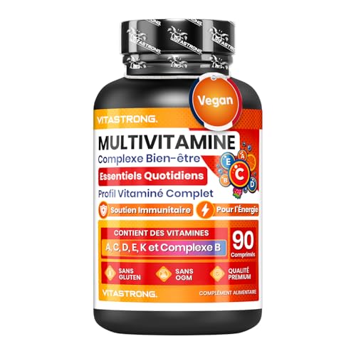 Multivitamines Complètes Vitastrong, Qualité Premium, 13 Vitamines Essentielles à Haute Dose, Multivitamines Femme et Homme Pur et Certifié, Complément Alimentaire Multi Vitamines Sans Gluten ni OGM