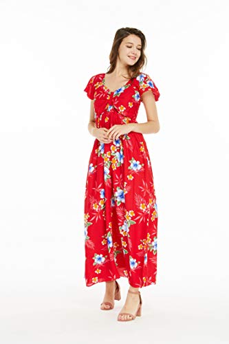 Image of Matchable Family Hawaiian Luau Men Women Girl Boy Clothes in Hibiscus Red