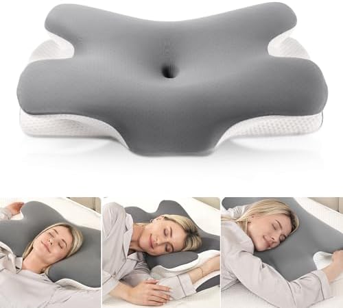 MULISOFT Nackenkissen Memory Foam Schmetterlingskissen Ergonomisches Kissen | Seitenschläferkissen, Nackenstützkissen, 2 Höhen Kopfkissen (10 / 12 cm) für Seiten-, Rücken- und Bauc