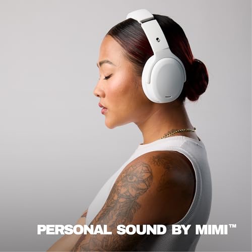 Image of Skullcandy Crusher ANC 2 Wireless Over-Ear Bluetooth Headphones with Extra USB-C Charging Cable, Multi-Sensory Bass, Active Noise Cancelling, 60 Hours Battery, Microphone iPhone Android - Bone