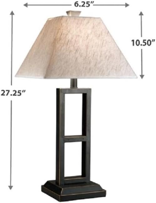 BOWERY HILL Metal Table Lamp Set, Black Finish, 27.13 in Height, 14.06 in Square Hardback Fabric Shade, On/Off Switch, UL Listed, Modern Design Lighting for Bedroom, Living Room or Office