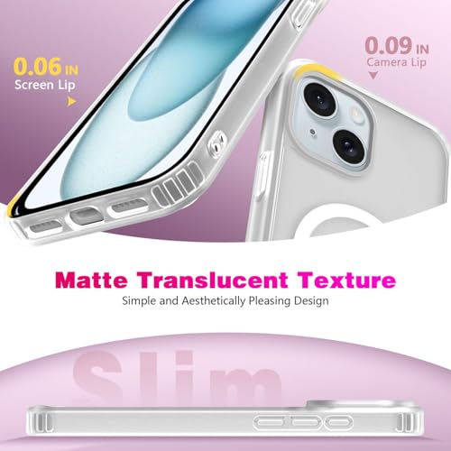 Image of for iPhone 15 Case | Frosted Translucent Hard Back Cover | Slim Translucent Matte Shockproof | Compatible with Mag-Safe (White)